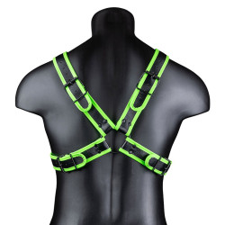 Ouch! Glow Harnais phosphorescent Cross Glow Noir-Vert Néon